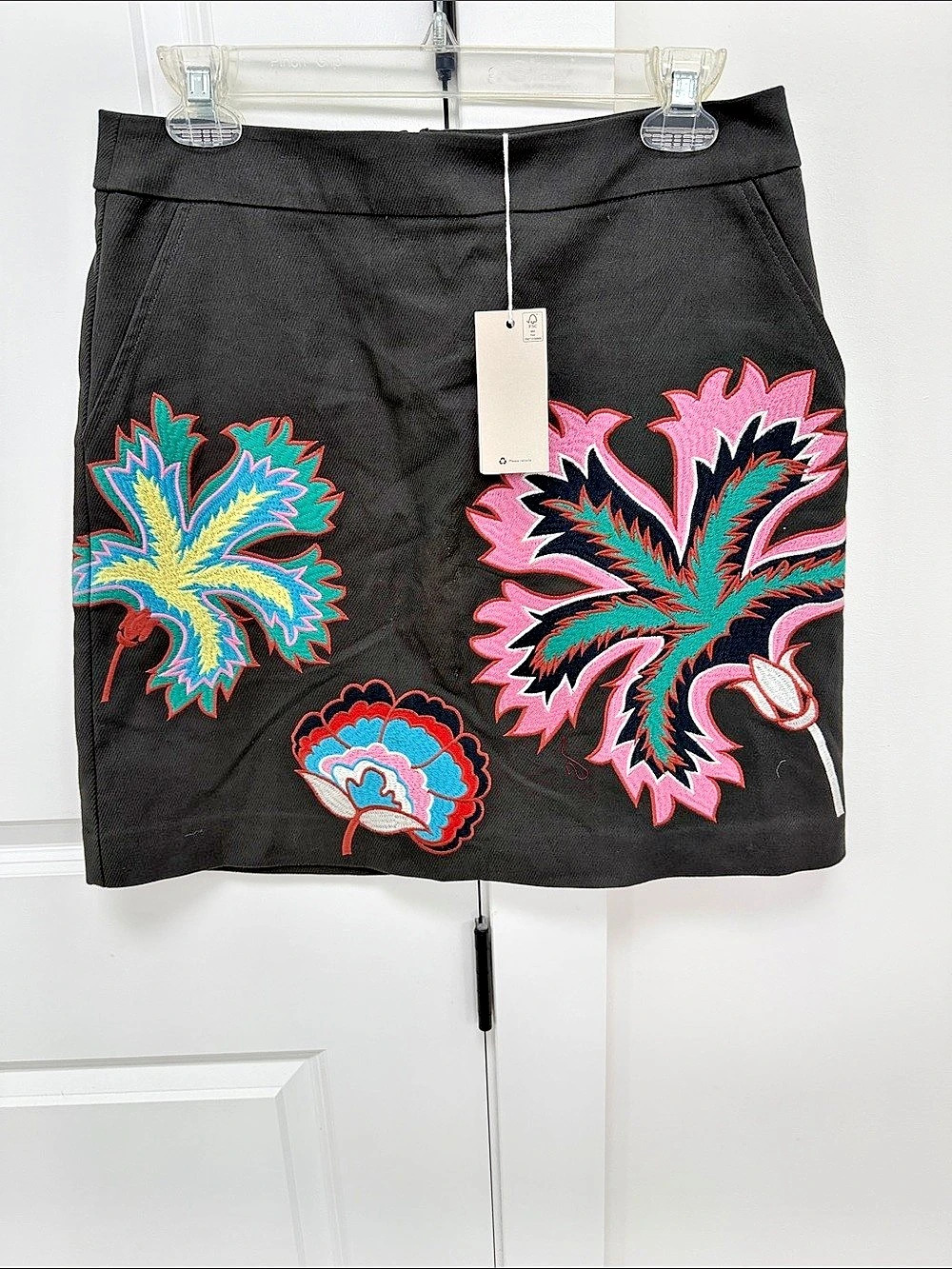 Boden Floral Embroidered Mini Skirt in Black UK 8 NWT